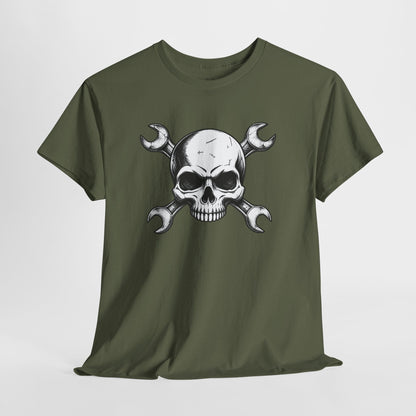 Mechanic Skull Tee — Wrench Crossbones Graphic T-Shirt
