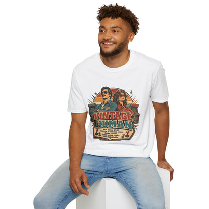 Vintage Human T-Shirt — Retro 70s Duo Graphic Tee