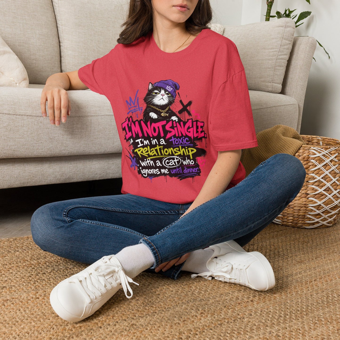 T‑Shirt — “I’m Not Single: I’m in a Toxic Relationship with a Cat” Graphic Tee