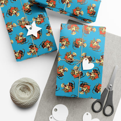 Santa Puppy Pattern Gift Wrap Paper – Cute Christmas Wrapping Sheets