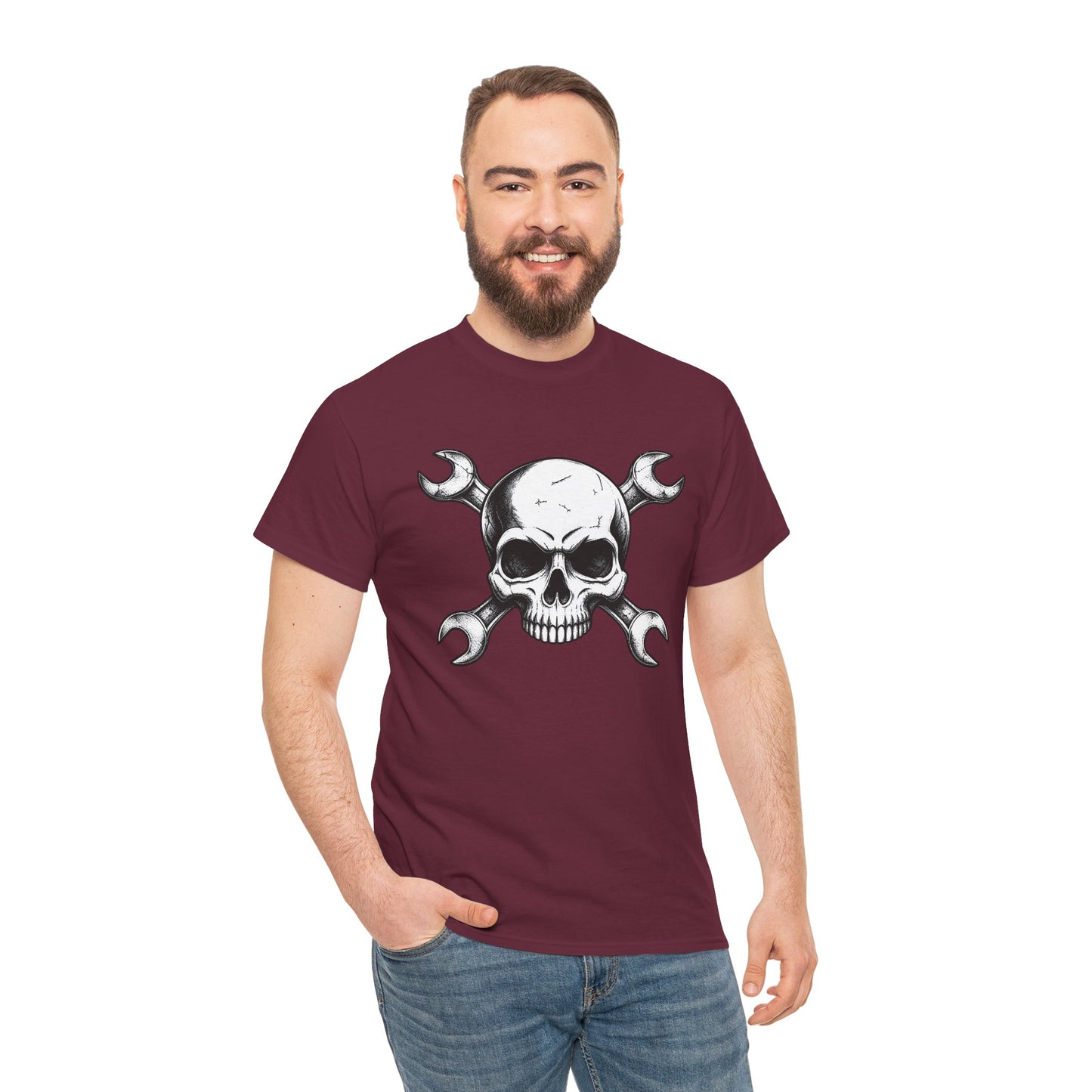 Mechanic Skull Tee — Wrench Crossbones Graphic T-Shirt