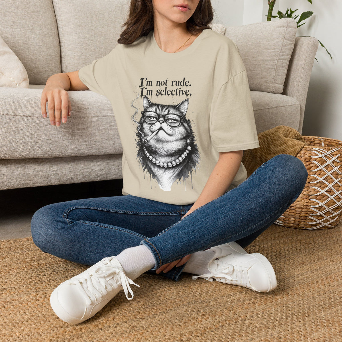 Cat Graphic T‑Shirt — "I'm Not Rude, I'm Selective" Funny Cat Tee