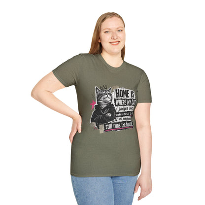 Cat T-Shirt — "Home Is Where My Cat Judges Me" Funny Graphic Tee