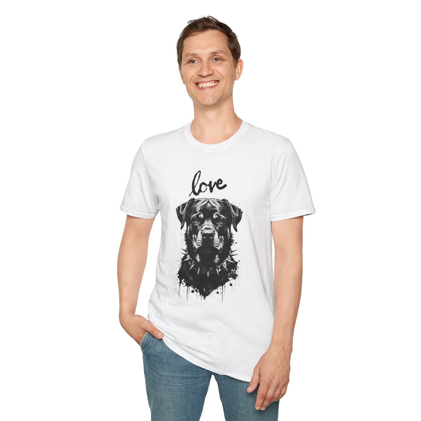 Love Rottweiler T-Shirt — Vintage Black Dog Portrait Tee for Dog Lovers