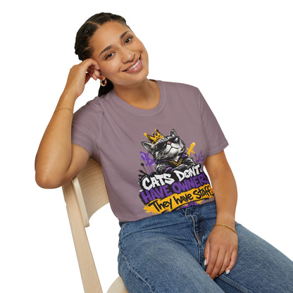 Cat Graphic Tee — "Cats Don't Have Owners They Have Staff"