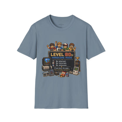 80s Level Up T-Shirt — 'Level 80s: Hardcore Mode' Retro Gaming Tee