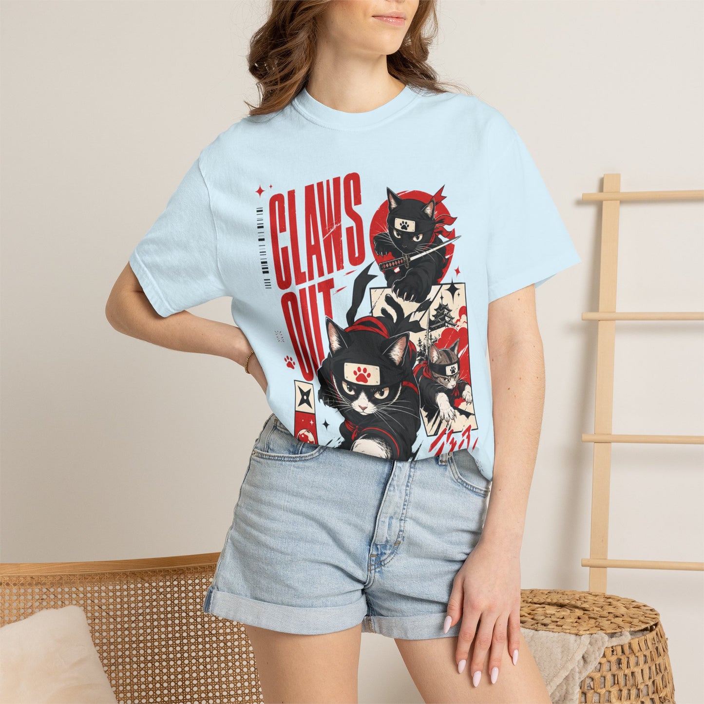 Claws Out Cat Graphic T-Shirt — Retro Ninja Kitties Tee