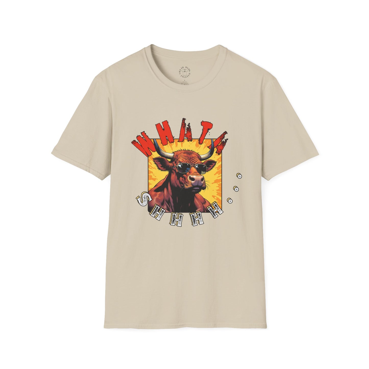 Whimsical Cow Graphic Unisex Softstyle T-Shirt - 'What bull Shhh...'