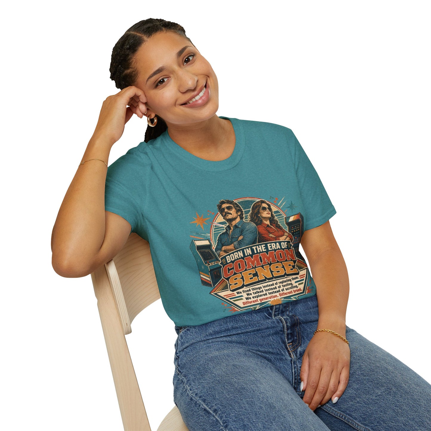Born in the Era of Common Sense T-Shirt — Retro 70s Vintage Political Graphic Tee