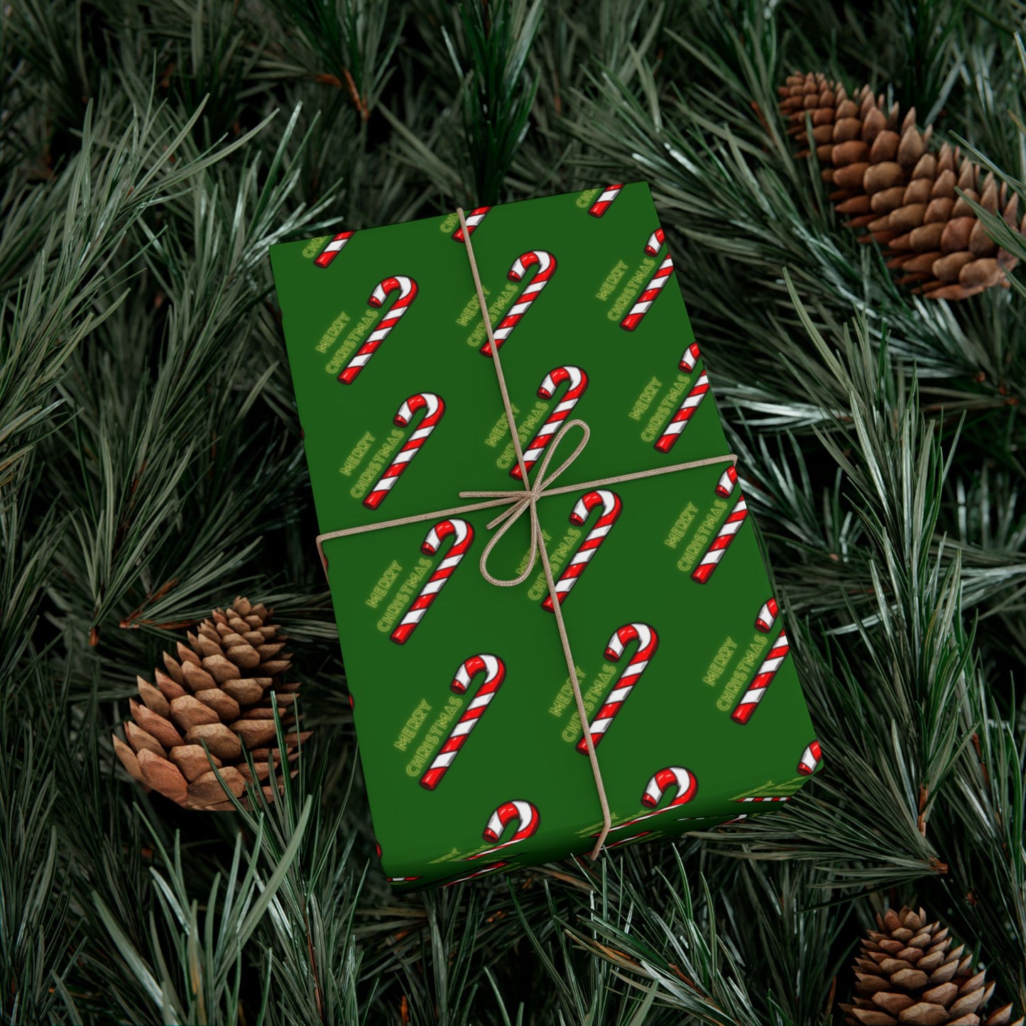Candy Cane Holiday Gift Wrap Paper — Festive Green Christmas Wrapping Sheets