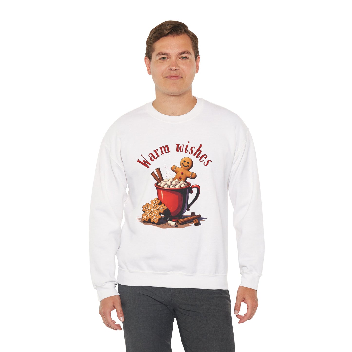 Crewneck Sweatshirt — "Warm Wishes" Hot Cocoa & Gingerbread Holiday Design