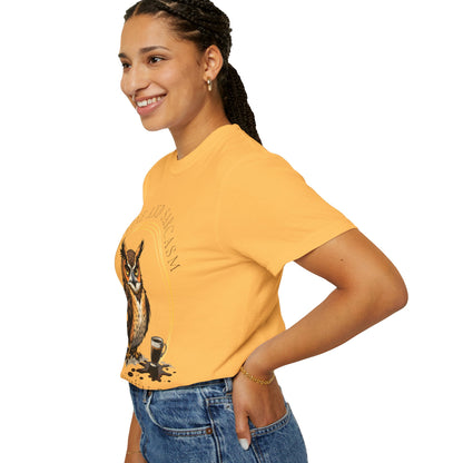 Coffee & Sarcasm Owl T-Shirt — "My Survival Kit" Graphic Tee