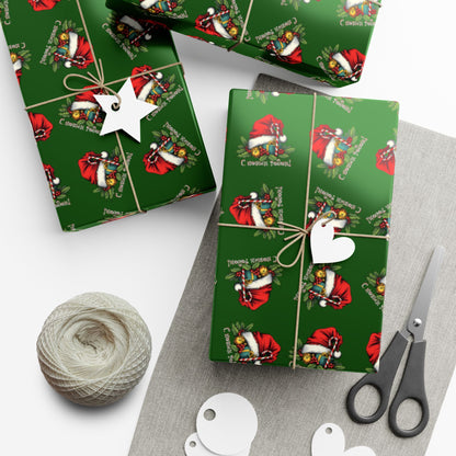 Christmas Santa Gift Wrap Paper — Festive Green Holiday Wrapping Sheets