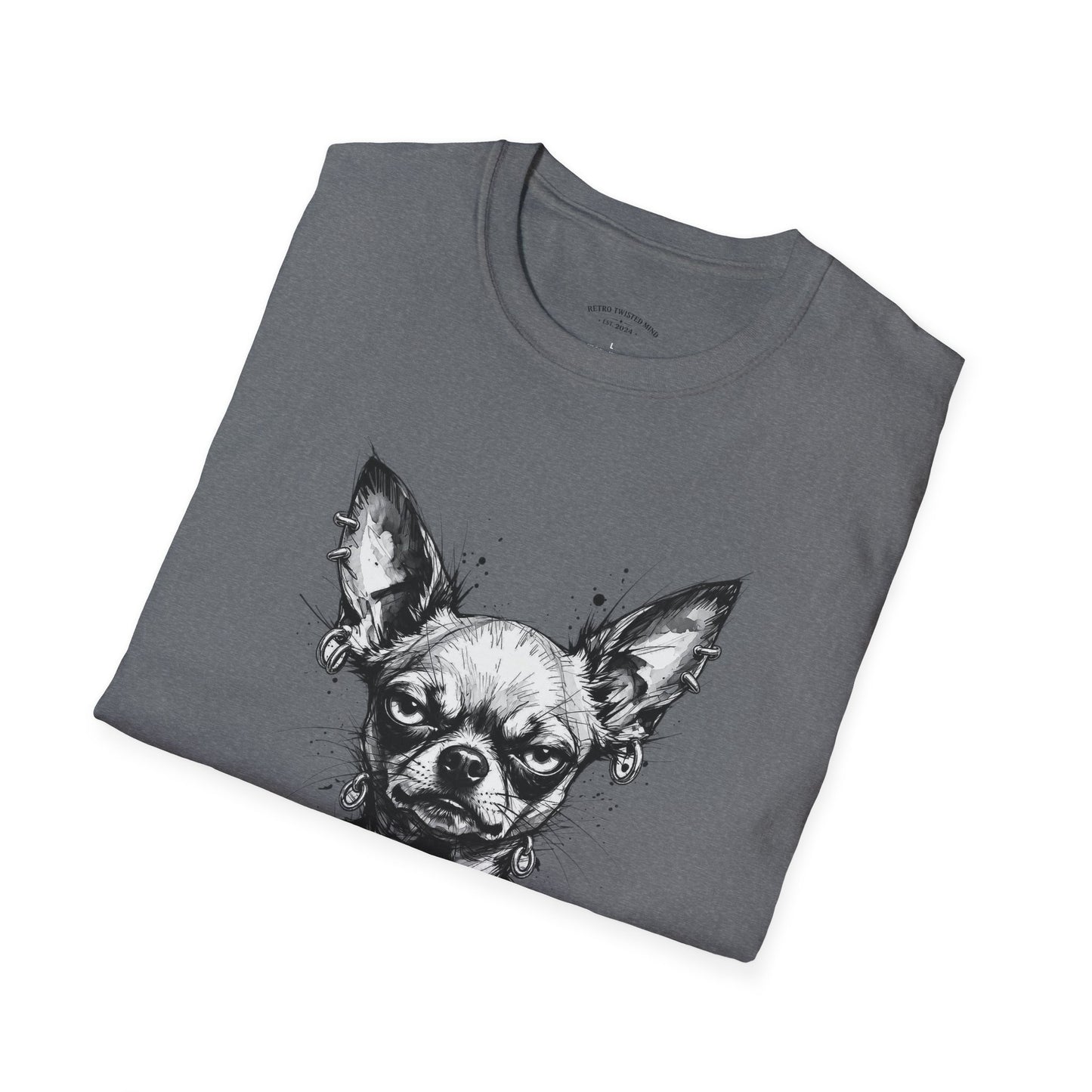 Chihuahua Portrait T‑Shirt — Expressive Black & White Dog Art Tee