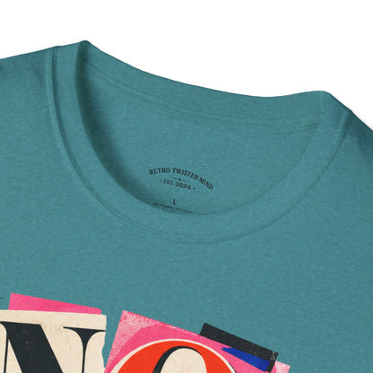 No, Thank You Graphic Tee — Colorful Bold Lettering T‑Shirt