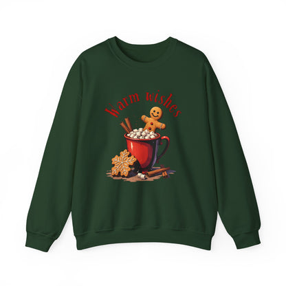 Crewneck Sweatshirt — "Warm Wishes" Hot Cocoa & Gingerbread Holiday Design