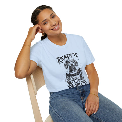 Ready To Cause Problems Dog T-Shirt — Funny Dachshund Graphic Tee