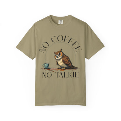 No Coffee No Talkie T-Shirt — Funny Owl Coffee Tee