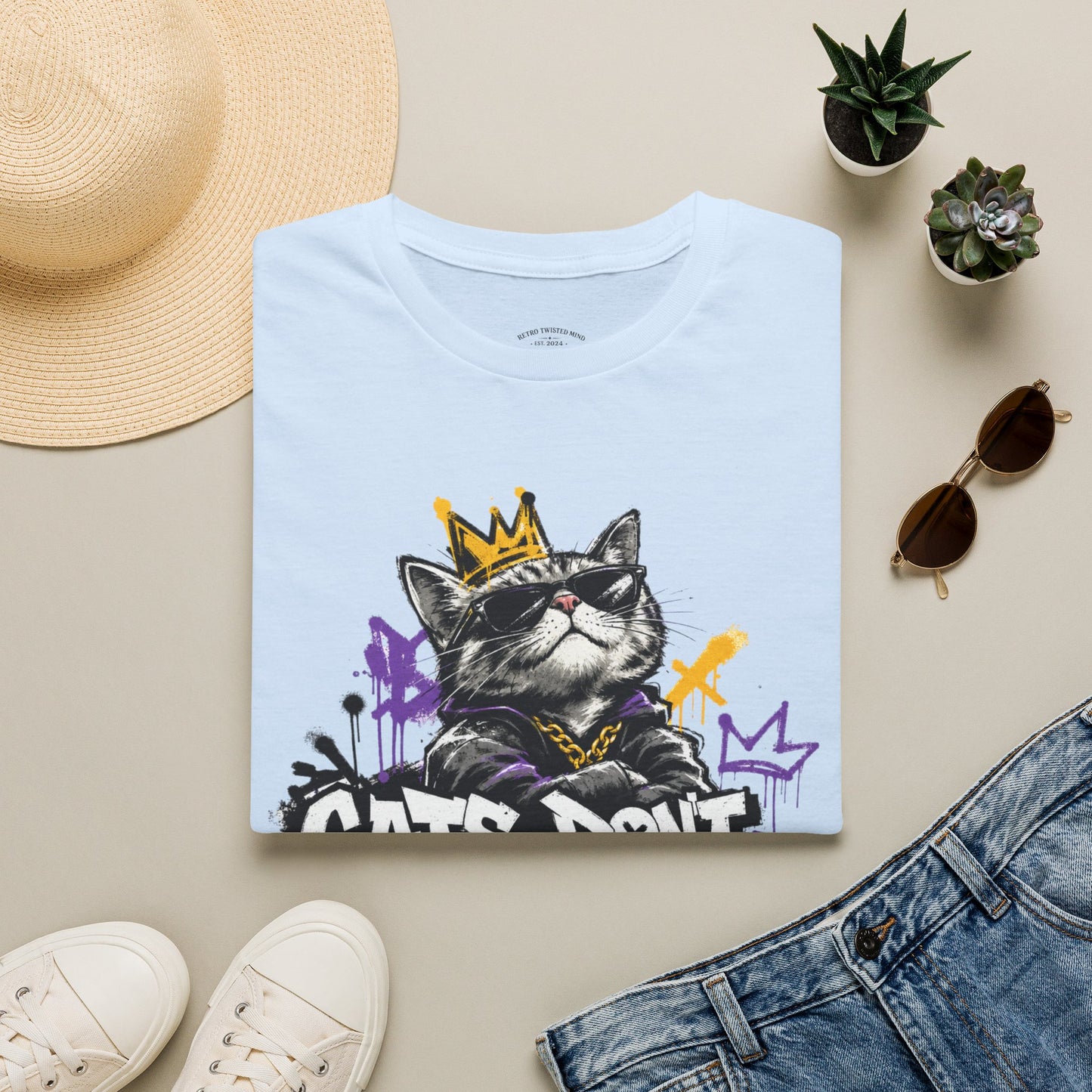 Cat Graphic Tee — "Cats Don't Have Owners They Have Staff"