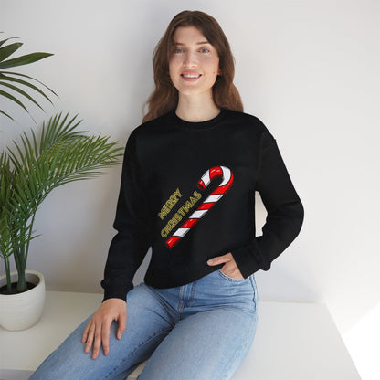 Christmas Candy Cane Crewneck Sweatshirt — "Merry Christmas" Holiday Sweater