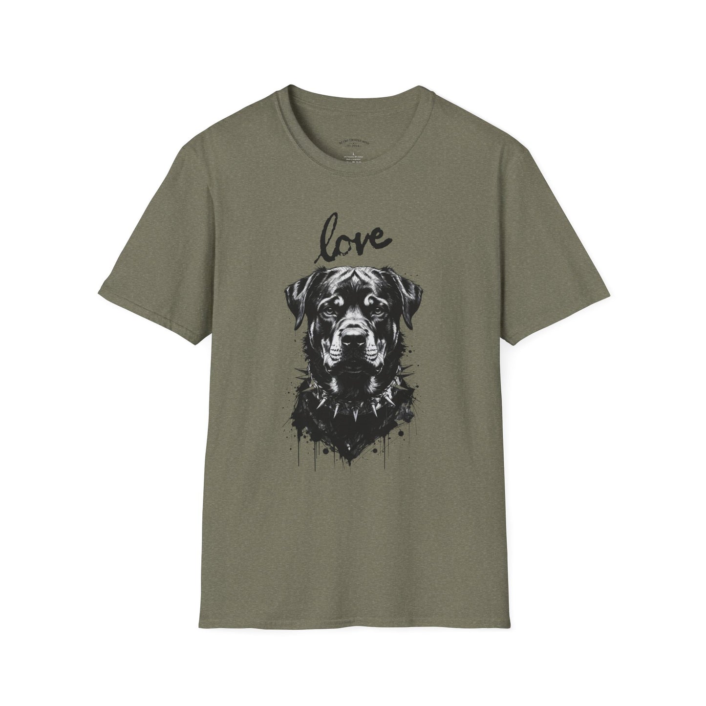 Love Rottweiler T-Shirt — Vintage Black Dog Portrait Tee for Dog Lovers