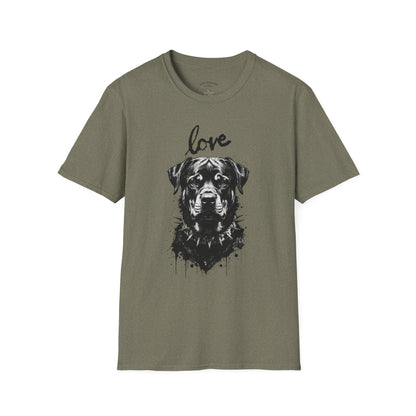 Love Rottweiler T-Shirt — Vintage Black Dog Portrait Tee for Dog Lovers
