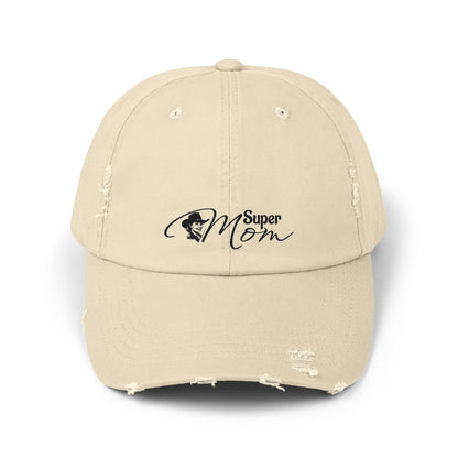 Super Mom Unisex Distressed Cap, Casual Hat for Moms, Gift for Mother's Day, Everyday Wear, Relaxed Style