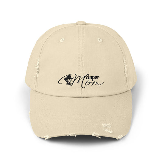 Super Mom Unisex Distressed Cap, Casual Hat for Moms, Gift for Mother's Day, Everyday Wear, Relaxed Style