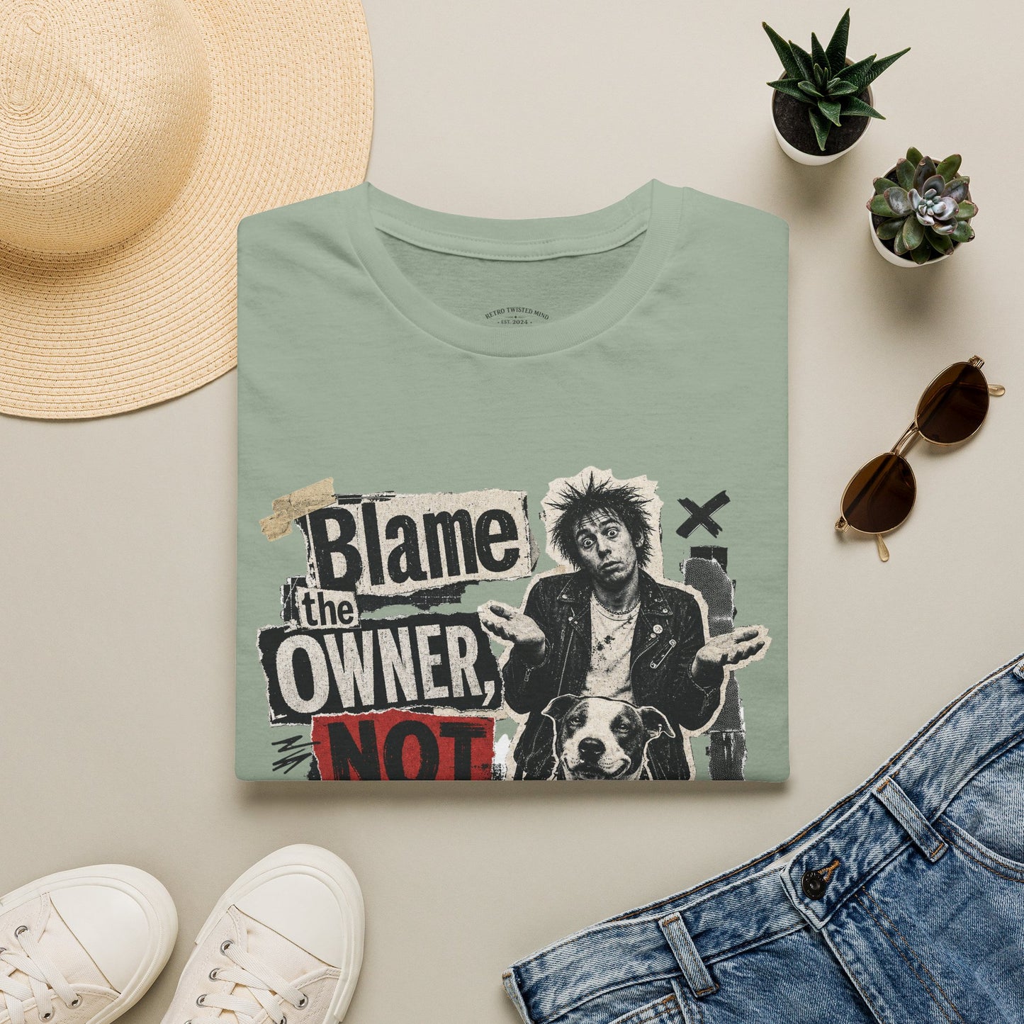 Blame the Owner Not the Dog T-Shirt - Funny Punk Dog Graphic Tee