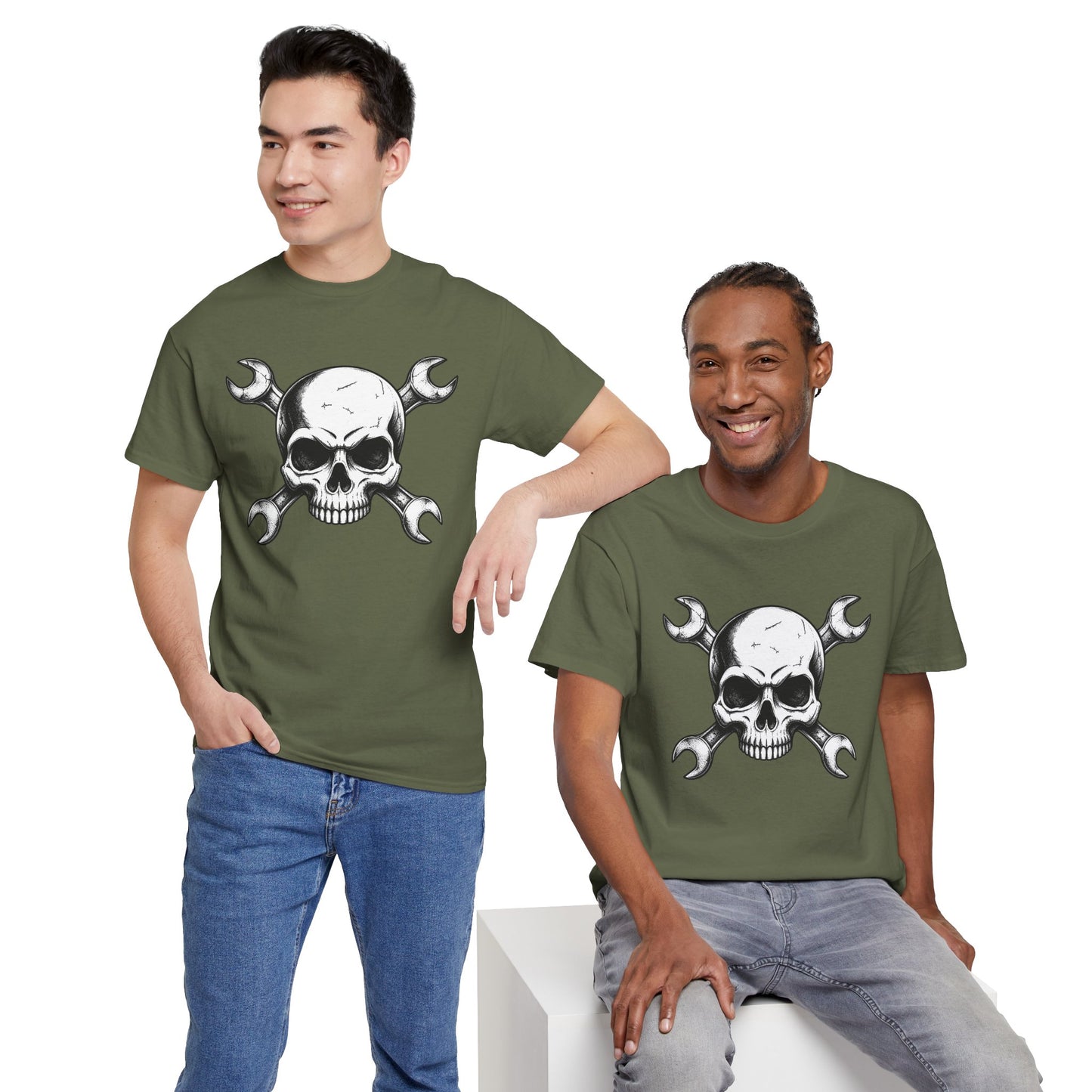 Mechanic Skull Tee — Wrench Crossbones Graphic T-Shirt