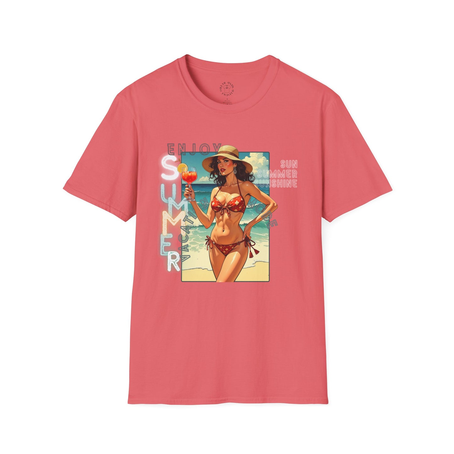 Enjoy Summer Vintage T-Shirt - Unisex Softstyle Tee for Beach Lovers