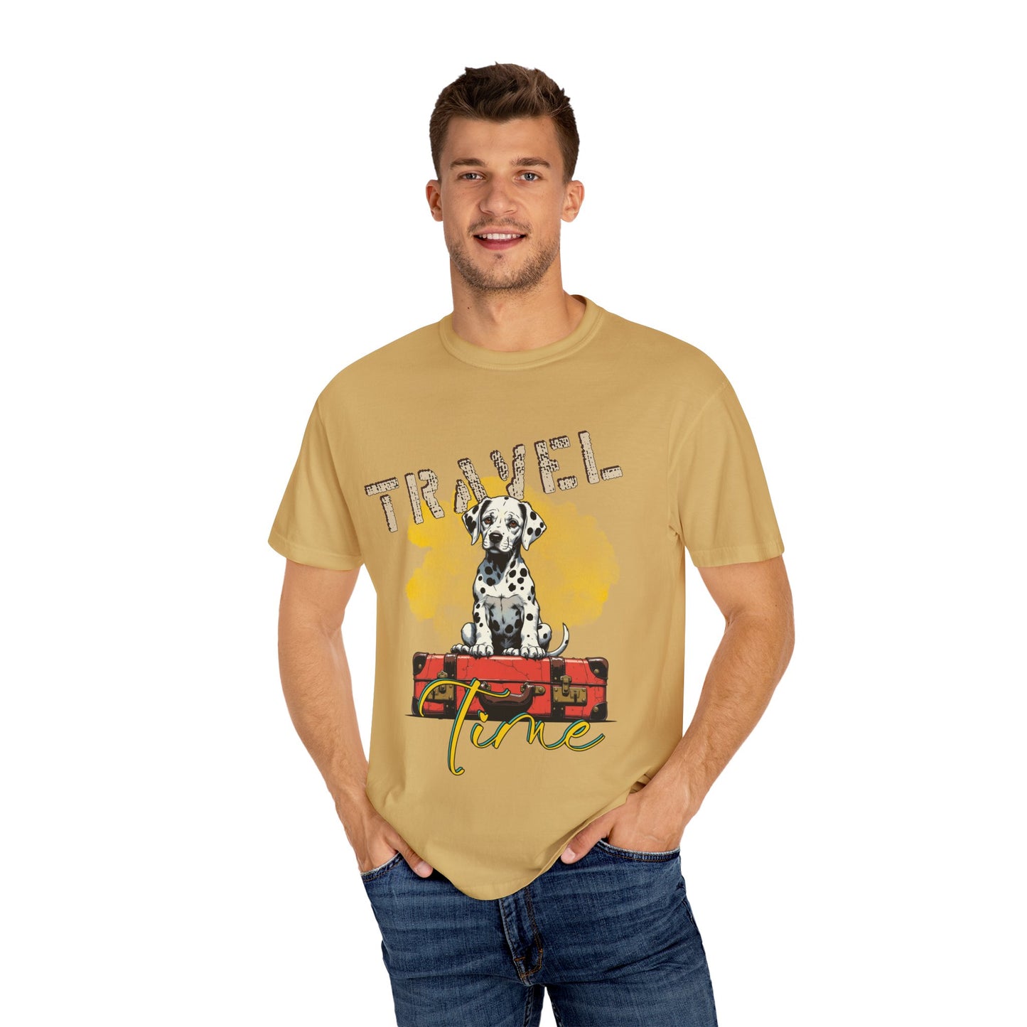 Travel Time Dog T-Shirt, Unisex Graphic Tee, Pet Lover's Gift, Vacation Shirt, Travel Enthusiast Apparel
