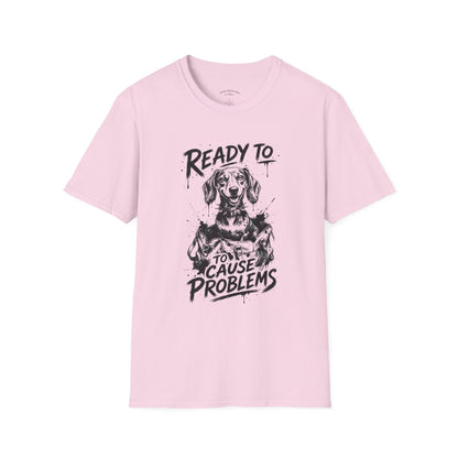 Ready To Cause Problems Dog T-Shirt — Funny Dachshund Graphic Tee