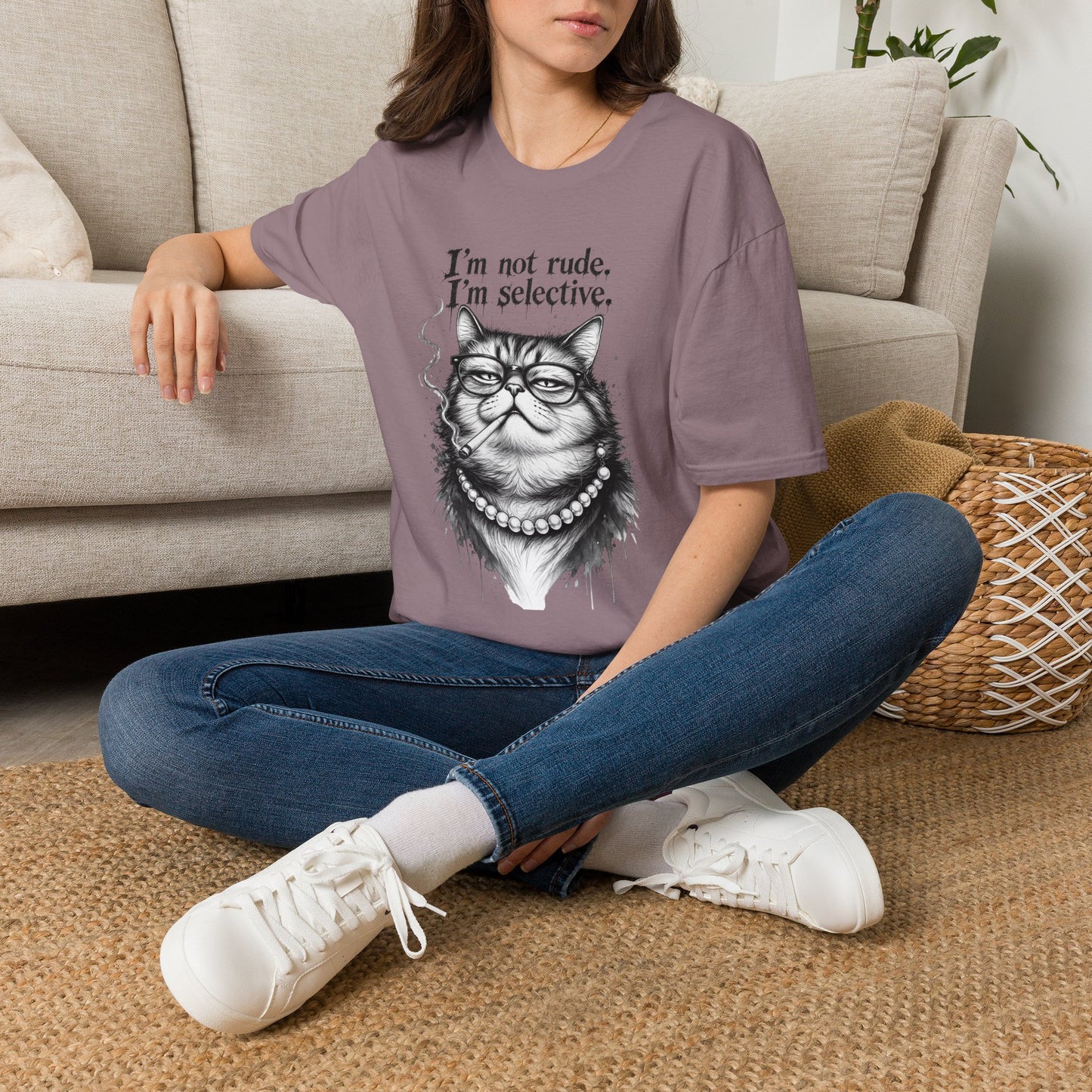 Cat Graphic T‑Shirt — "I'm Not Rude, I'm Selective" Funny Cat Tee