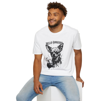 Chihuahua 'Hello Gorgeous' Tee - Cute Dog Graphic T-Shirt
