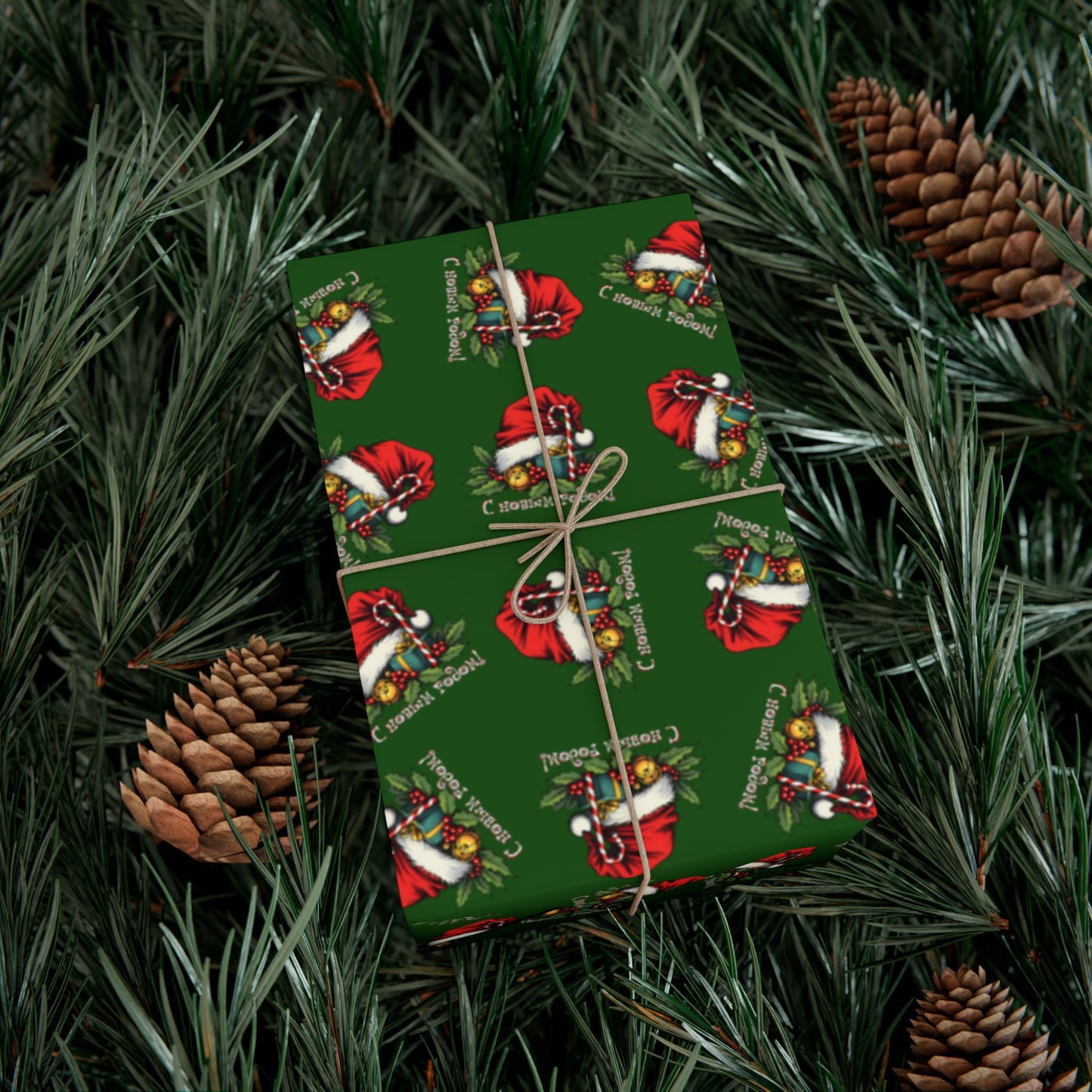 Christmas Santa Gift Wrap Paper — Festive Green Holiday Wrapping Sheets