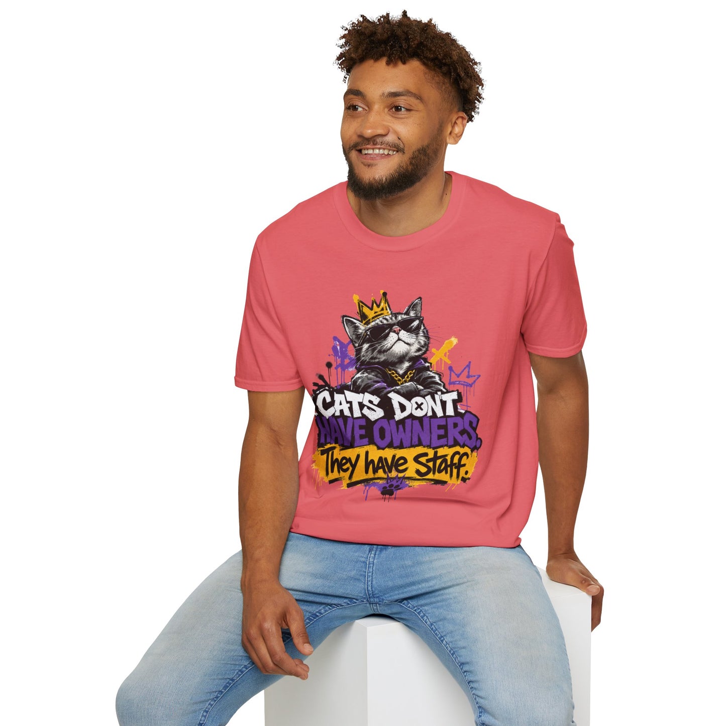 Cat Graphic Tee — "Cats Don't Have Owners They Have Staff"