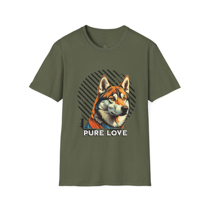 Pure Love Unisex Softstyle T-Shirt - Orange Dog Design