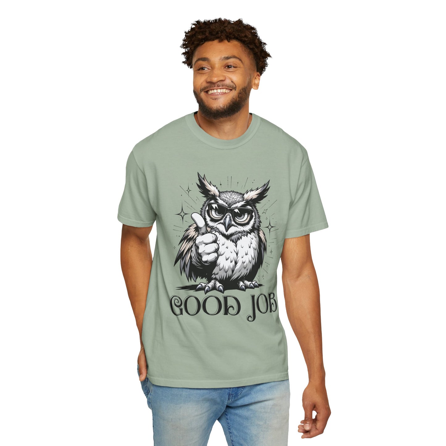 Good Job Owl T-Shirt — Thumbs-Up Retro Owl Graphic Tee