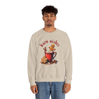 Crewneck Sweatshirt — "Warm Wishes" Hot Cocoa & Gingerbread Holiday Design