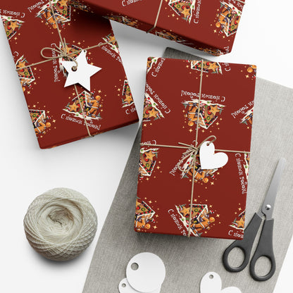 Christmas Pizza Pattern Gift Wrap Paper — Festive Novelty Wrapping Sheets