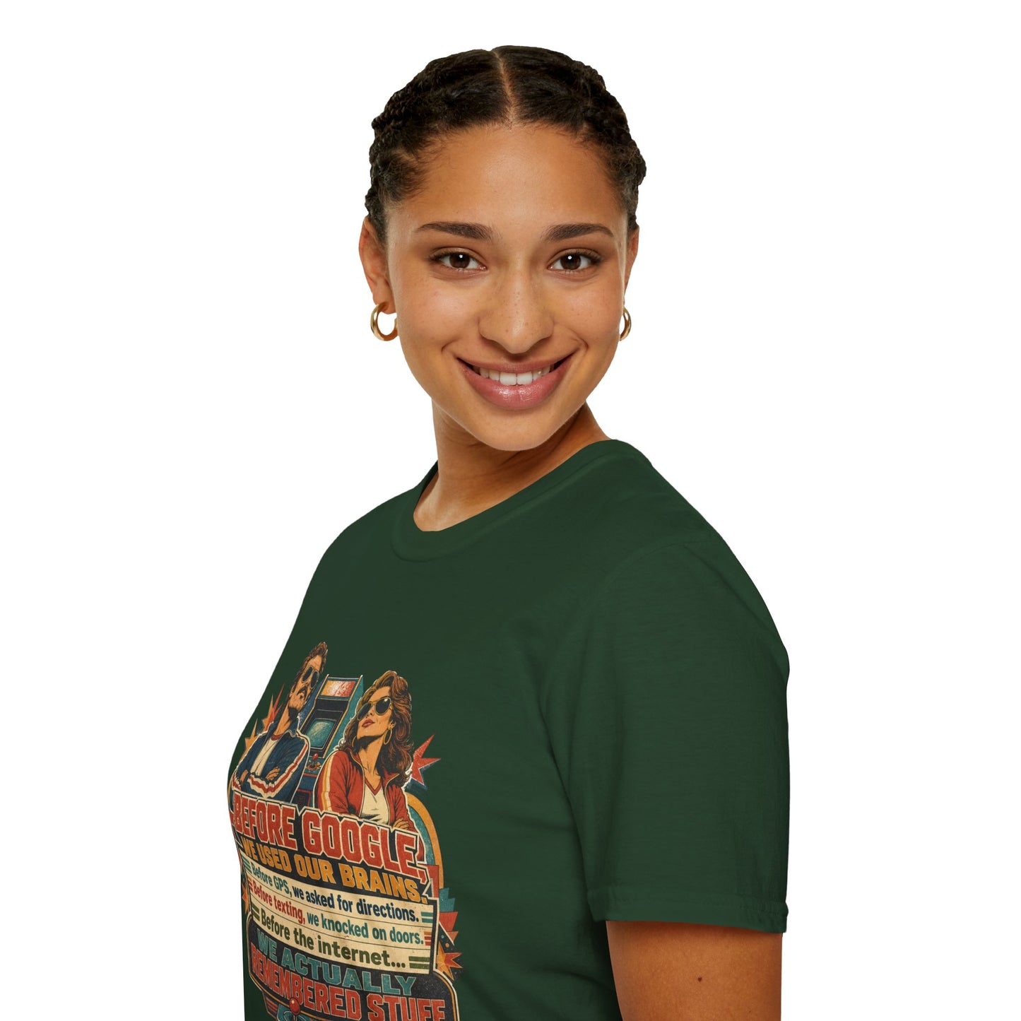 Before Google T-Shirt — Retro Vintage "We Used Our Brains" Graphic Tee