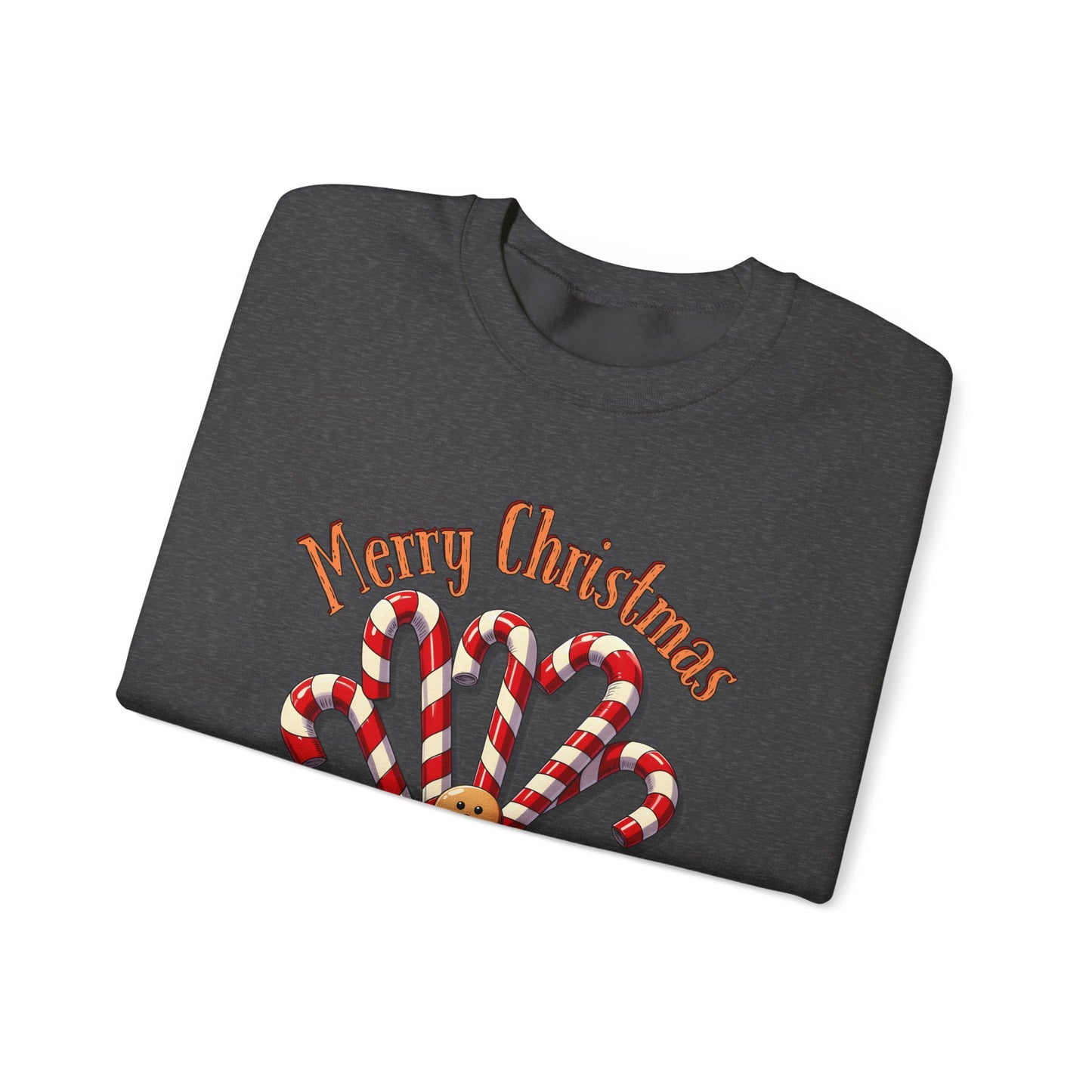 Christmas Candy Canes Crewneck Sweatshirt — "Merry Christmas" Gingerbread Holiday Sweater