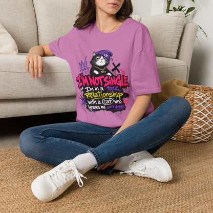 T‑Shirt — “I’m Not Single: I’m in a Toxic Relationship with a Cat” Graphic Tee
