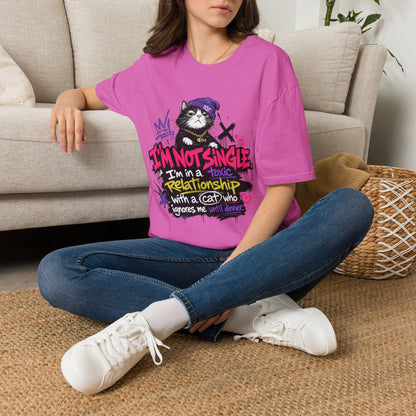 T‑Shirt — “I’m Not Single: I’m in a Toxic Relationship with a Cat” Graphic Tee