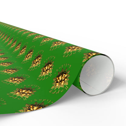 Wrapping Paper — Green Poinsettia Pattern Holiday Gift Wrap