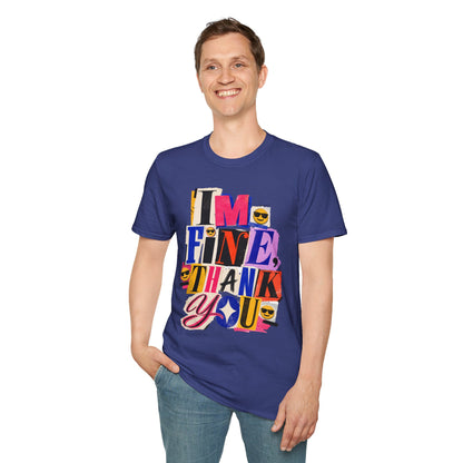 T-Shirt — "I'M FINE, THANK YOU" Retro Collage Graphic Tee