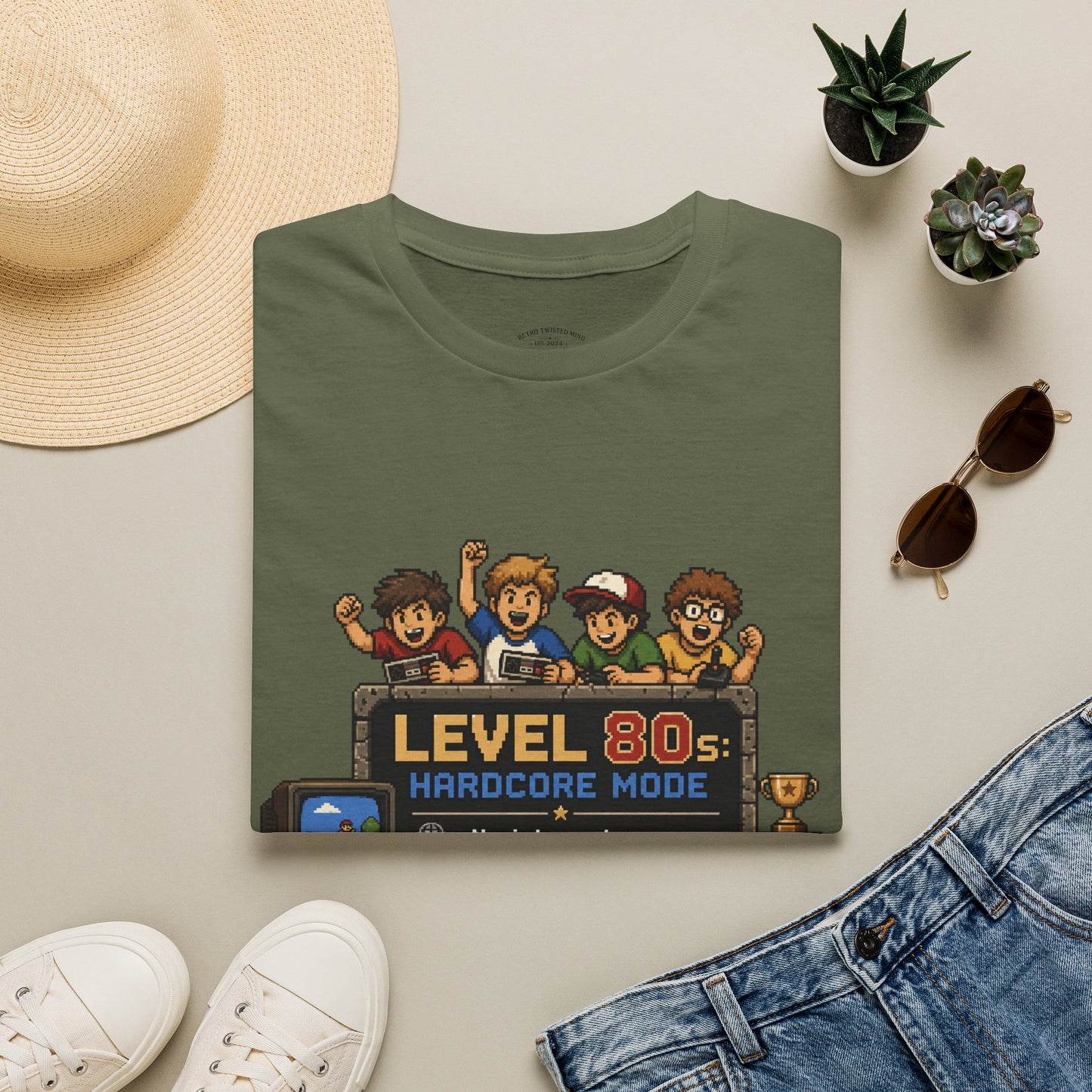 80s Level Up T-Shirt — 'Level 80s: Hardcore Mode' Retro Gaming Tee
