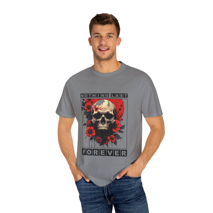 Edgy Skull Graphic T-Shirt - Unique Casual Wear, Unisex Streetwear, Gift for Music Lovers, Halloween Costume, Forever Quote Tee