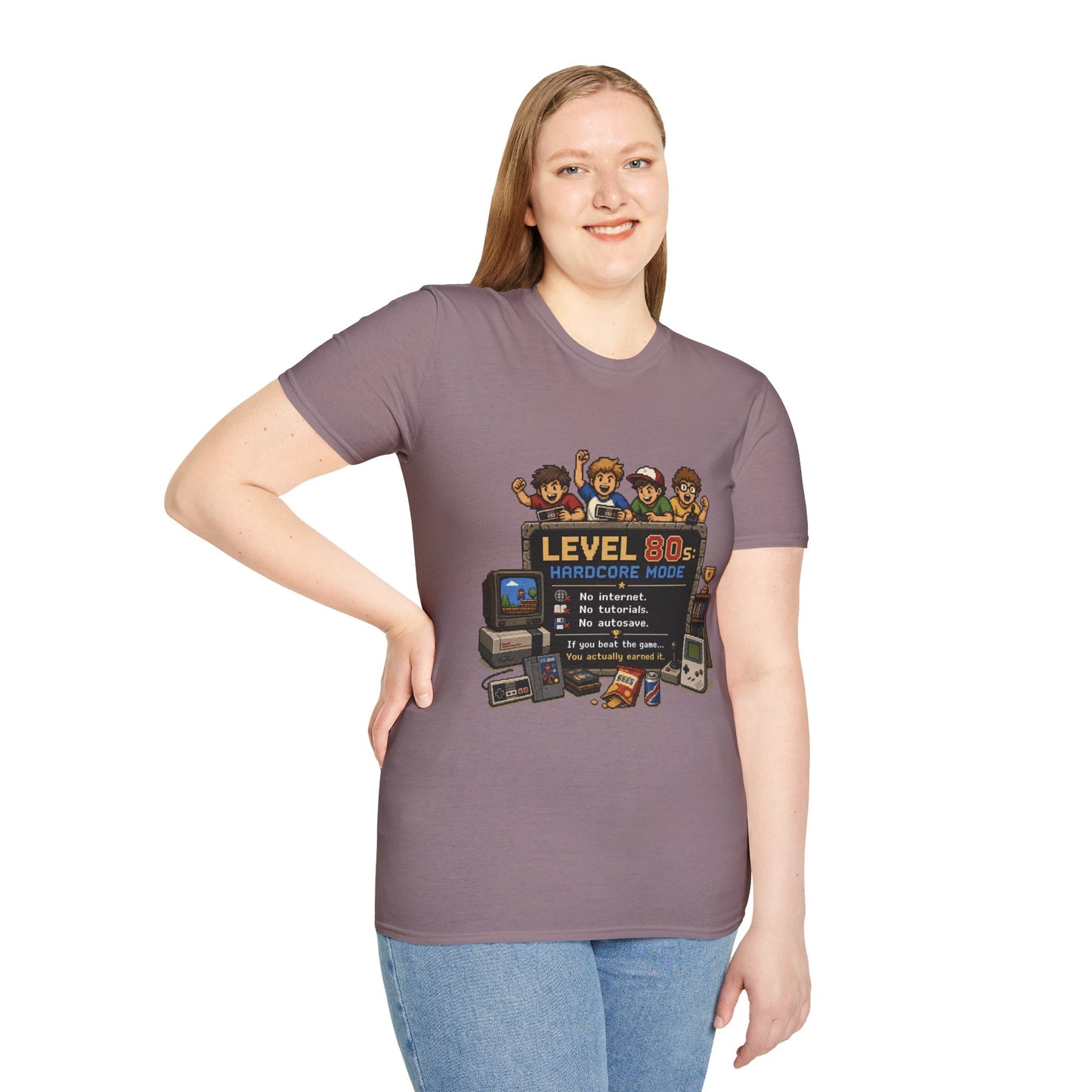 80s Level Up T-Shirt — 'Level 80s: Hardcore Mode' Retro Gaming Tee